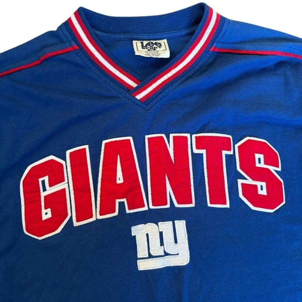 Vintage Lee Sport New York‎ Giants Long Sleeve Heavy Shirt Sz XL Blue Red NFL